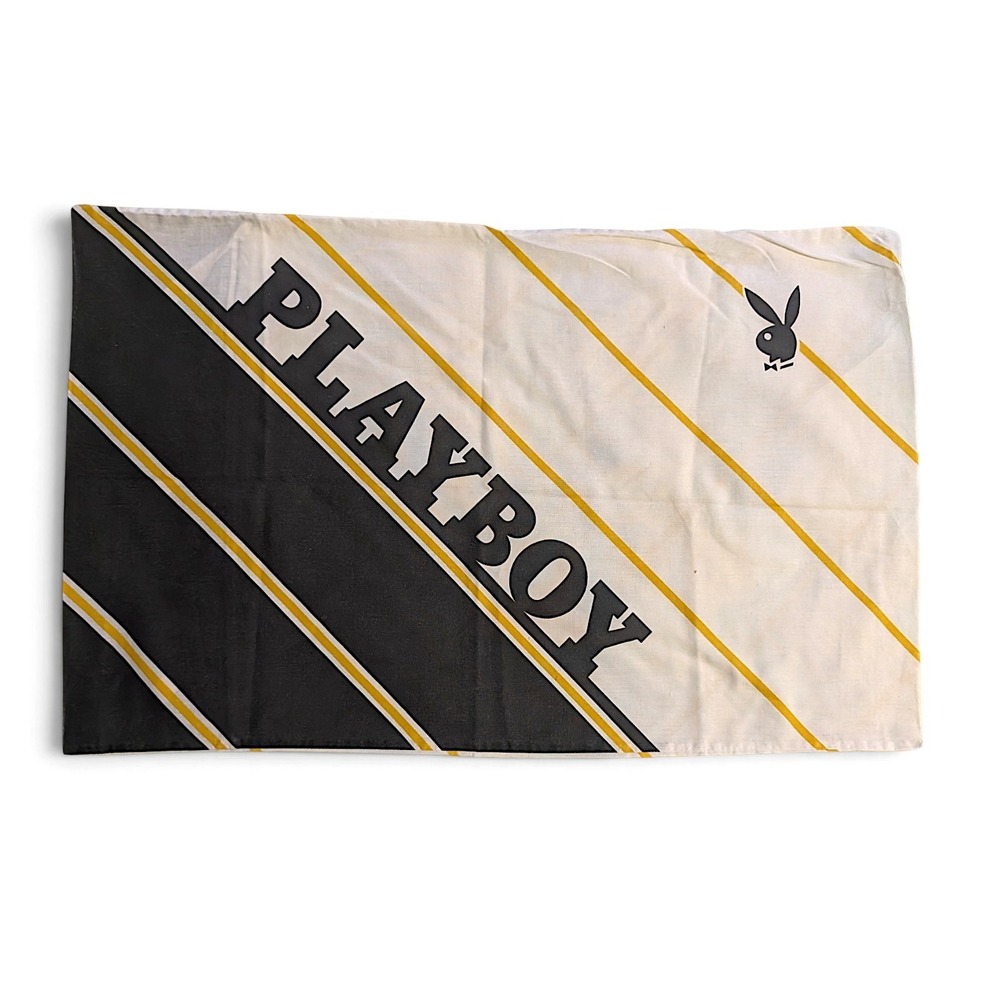 Vtg 1980s Playboy Pillowcase Monitor Designs Made in England Bunny Logo Bedding